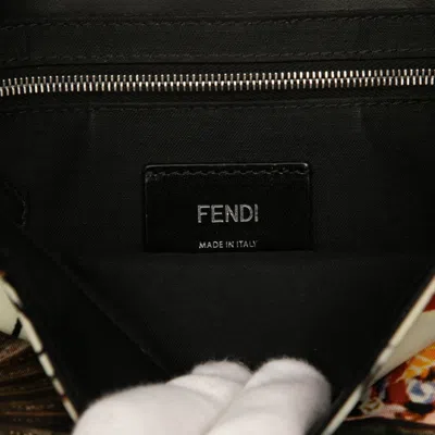 Pre-owned Fendi Black Ivory Multi-color Nylon Leather Shoulder Bag ()