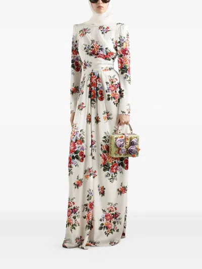 Dolce & Gabbana Flower Bouquet-print Maxi Dress In White
