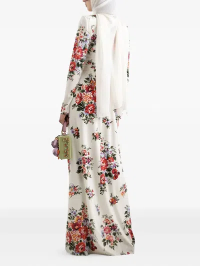 Dolce & Gabbana Flower Bouquet-print Maxi Dress In White