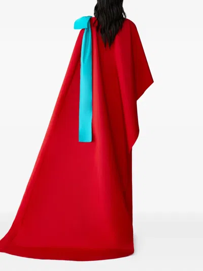 Carolina Herrera Column Gown With Cape In Red