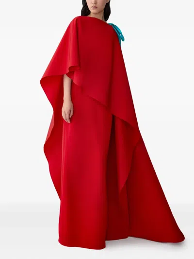Carolina Herrera Column Gown With Cape In Red