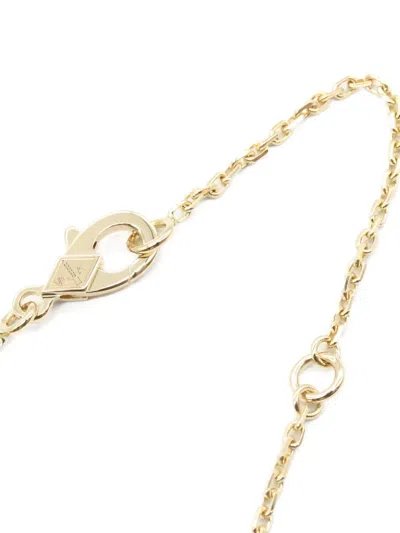 Pre-owned Van Cleef & Arpels 10s Alhambra Mother-of-pearl And Diamond Necklace In Gold