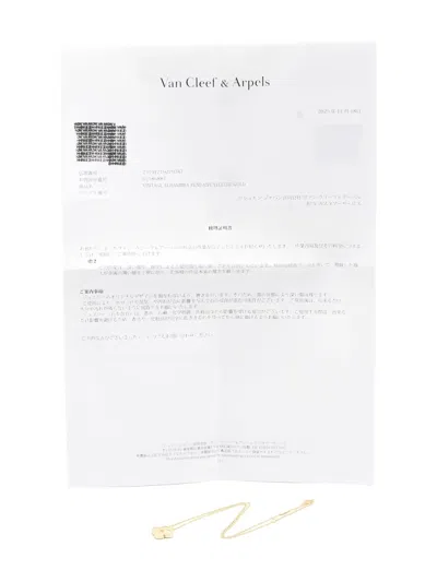 Pre-owned Van Cleef & Arpels 10s Alhambra Mother-of-pearl And Diamond Necklace In Gold