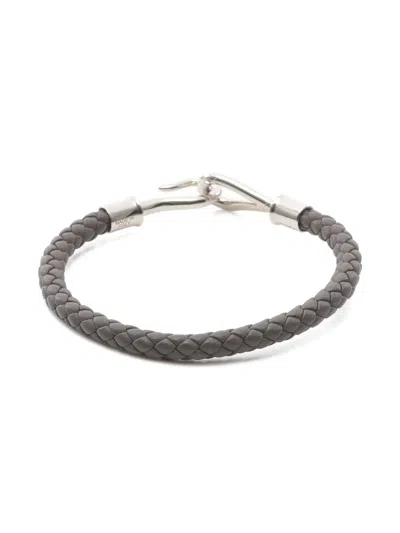 Pre-owned Hermes 2010s Jumbo Woven Leather Bracelet In Gray