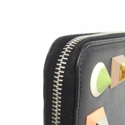 Pre-owned Fendi Black Multi-color Leather Long Wallet (bi-fold) ()