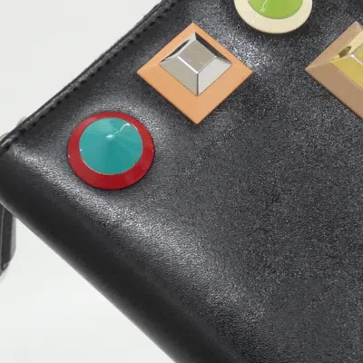 Pre-owned Fendi Black Multi-color Leather Long Wallet (bi-fold) ()