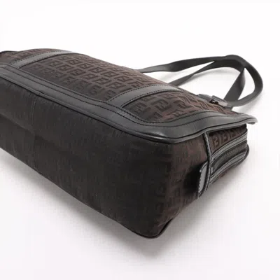 Pre-owned Fendi Brown Leather Canvas Tote Bag ()