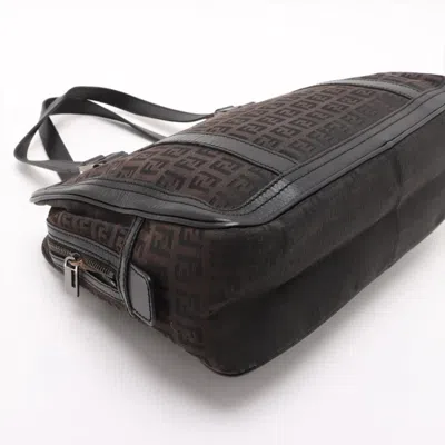 Pre-owned Fendi Brown Leather Canvas Tote Bag ()