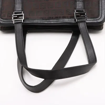 Pre-owned Fendi Brown Leather Canvas Tote Bag ()