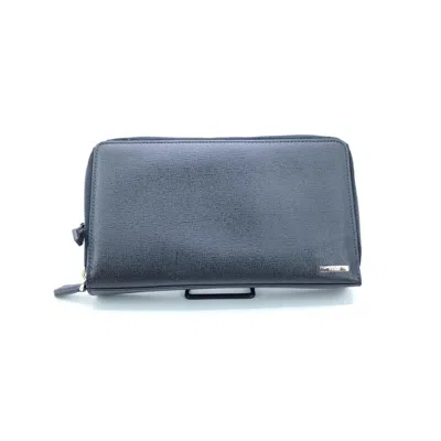 Pre-owned Fendi Double Zipper Zippy Organizer Leather Wallet In Women's Black ()