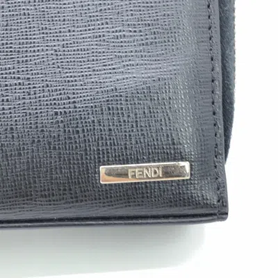 Pre-owned Fendi Double Zipper Zippy Organizer Leather Wallet In Women's Black ()