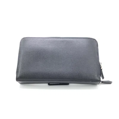 Pre-owned Fendi Double Zipper Zippy Organizer Leather Wallet In Women's Black ()