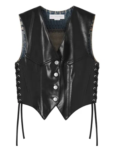 Stella Mccartney Button Lace-up Gilet In Black