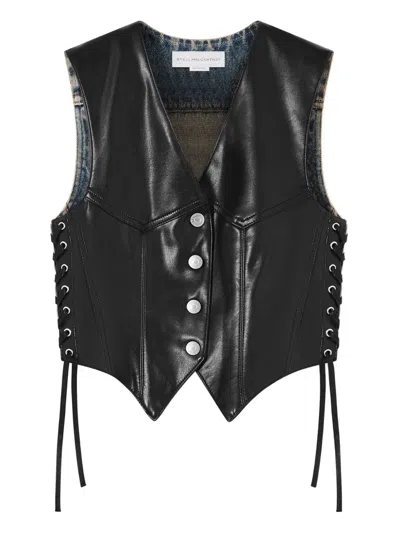 Stella Mccartney Button Lace-up Gilet In Black