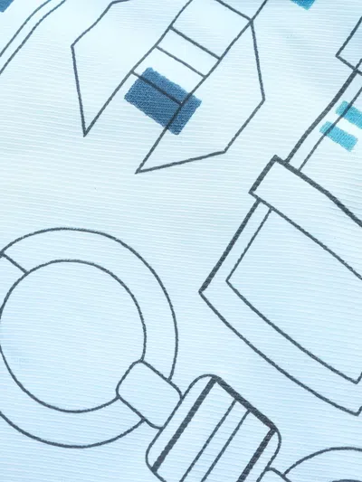 Pre-owned Hermes 2000s Geometric-pattern Silk Scarf In Blue