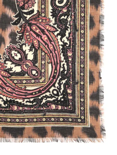 Etro Animalier Square Scarf Scarves And Foulards Animalier In Brown