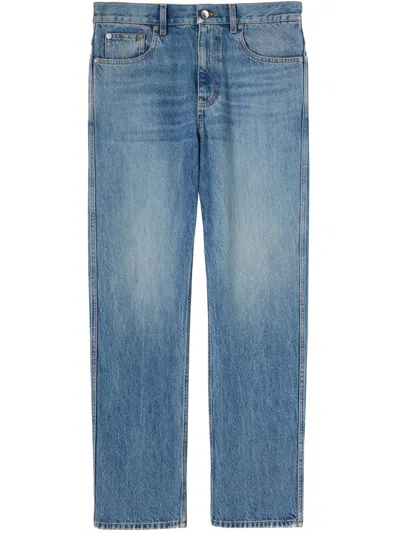 Gucci Straight Leg Faded Effect Five Pocket Trousers In Blue