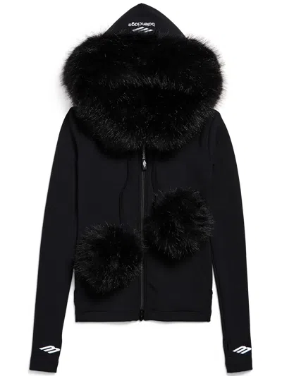 Balenciaga Furry Zip-up Hoodie Clothing In Black