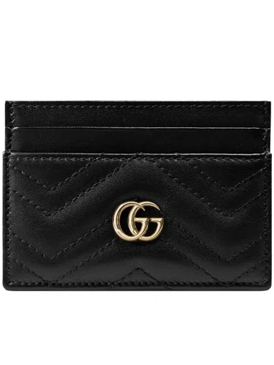 Gucci Women Gg Marmont Leather Card Case In Black