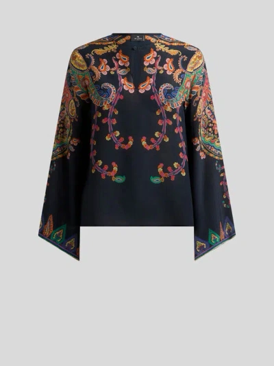 Etro Paisley Printed Silk Blouse In Animal Print