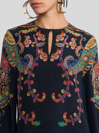 Etro Paisley Printed Silk Blouse In Animal Print