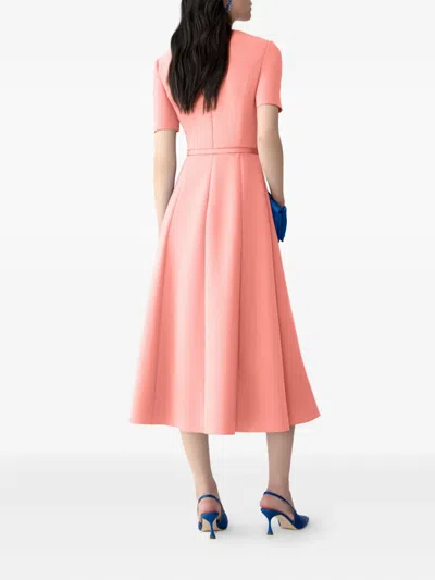 Carolina Herrera Draped Midi Dress With Belt In Pink