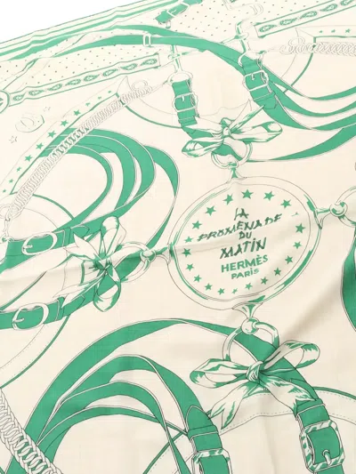 Pre-owned Hermes 2010s Carréjean Carres 140 La Promenade Du Matin Scarf In Neutral