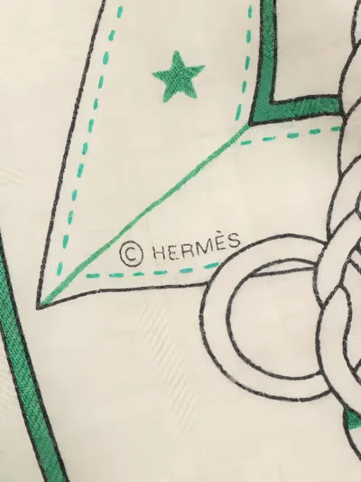 Pre-owned Hermes 2010s Carréjean Carres 140 La Promenade Du Matin Scarf In Neutral