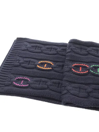 Pre-owned Hermes 2010s Tri Maillon Scarf In Blue