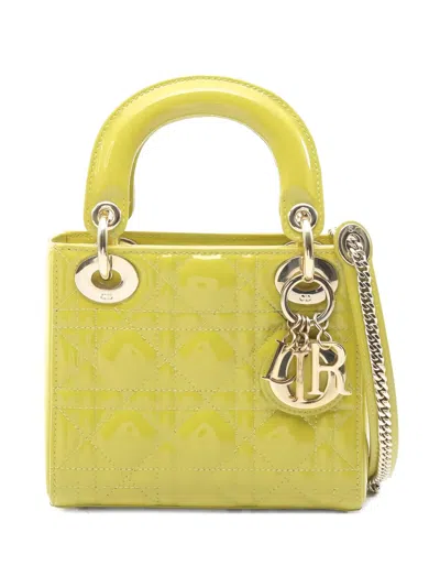 Pre-owned Dior 2010s Mini Canage Leather Tote Bag In Yellow