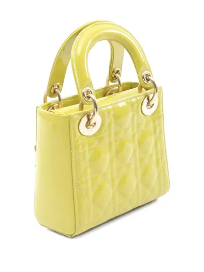 Pre-owned Dior 2010s Mini Canage Leather Tote Bag In Yellow