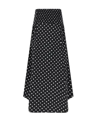 Ganni Gonna A Corsetto Polka-dot Satin Black In Black