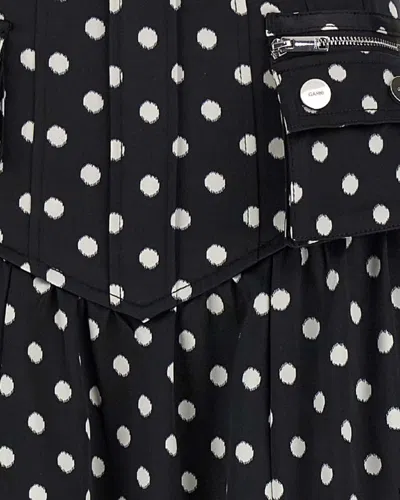 Ganni Gonna A Corsetto Polka-dot Satin Black In Black