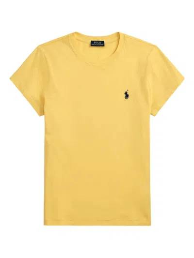 Ralph Lauren Yellow Crewneck Logo Embroidery T-shirt In Yellow
