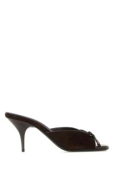 Miu Miu Brown Slip-on Heels In Brown