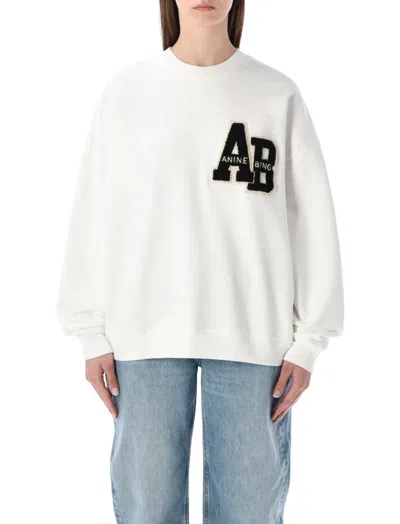 Anine Bing Womens Off White Miles Oversized Cotton-fleece Sweatshirt