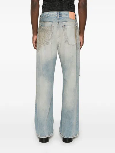 Acne Studios Denim Cotton Trousers Belt Loops Five Pockets In Blue