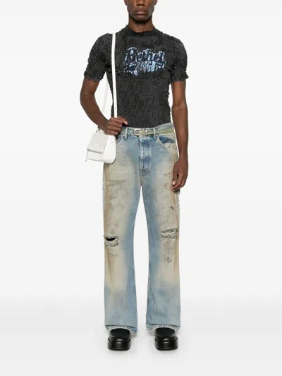 Acne Studios Denim Cotton Trousers Belt Loops Five Pockets In Blue