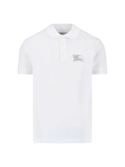 Burberry Polo Shirt Featuring Embroidery Ribbed Collar In White