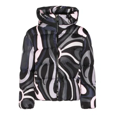 Pucci Coats Blacks And Greys In Multi