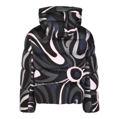 Pucci Coats Blacks And Greys In Multi