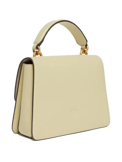 Pinko Mini Love One Birds-ring Leather Tote Bag In Yellow
