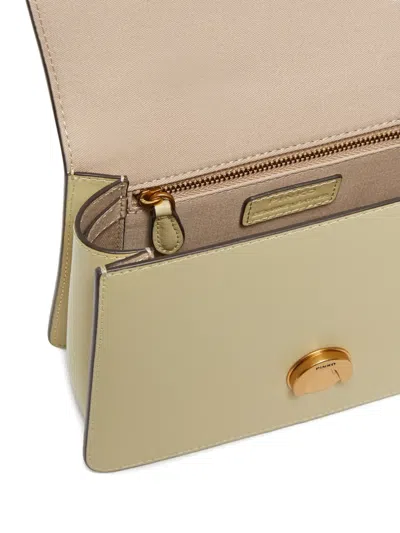 Pinko Mini Love One Birds-ring Leather Tote Bag In Yellow