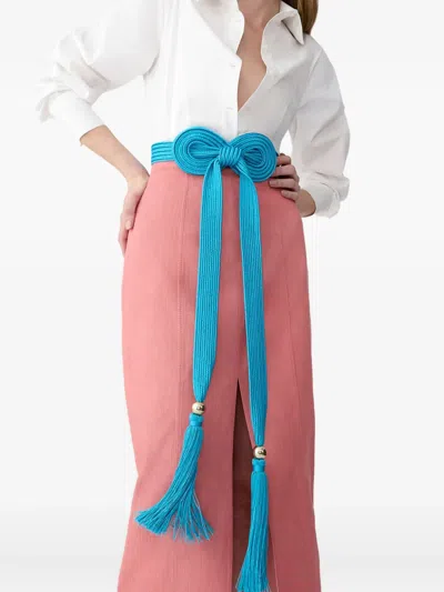 Carolina Herrera Satin Rope Belt In Blue