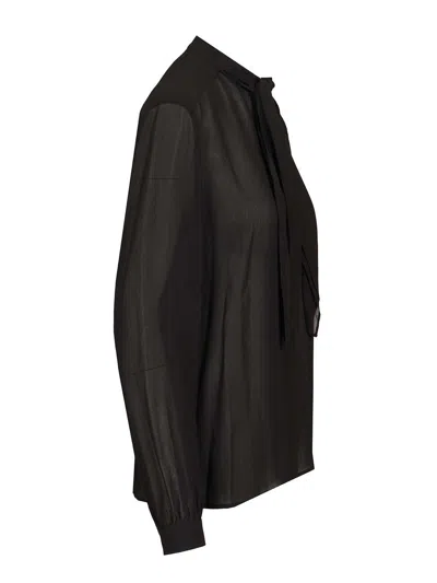 Tory Burch Georgette Bow Blouse Shirts Black In Black