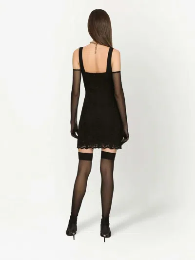Dolce & Gabbana Lace Mini Dress Sleeveless V Neckline In Black