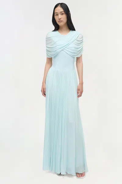 Simkhai Draped Pleated Gown In Blue