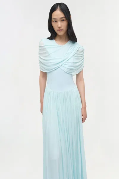 Simkhai Draped Pleated Gown In Blue