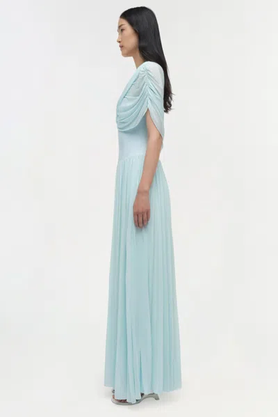 Simkhai Draped Pleated Gown In Blue