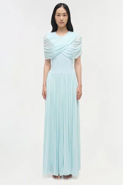 Simkhai Draped Pleated Gown In Blue